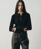 NOIRER FOR WOMAN Cotton Ribbed Henley Neck Knit (Black)