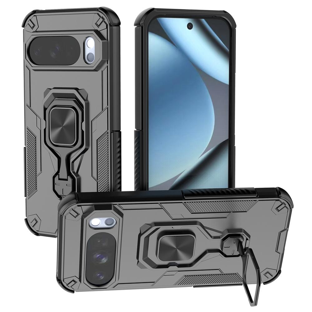 

For Google Pixel 10 Pro Case Rotatable Ring Kickstand PC + TPU Shockproof Phone Cover