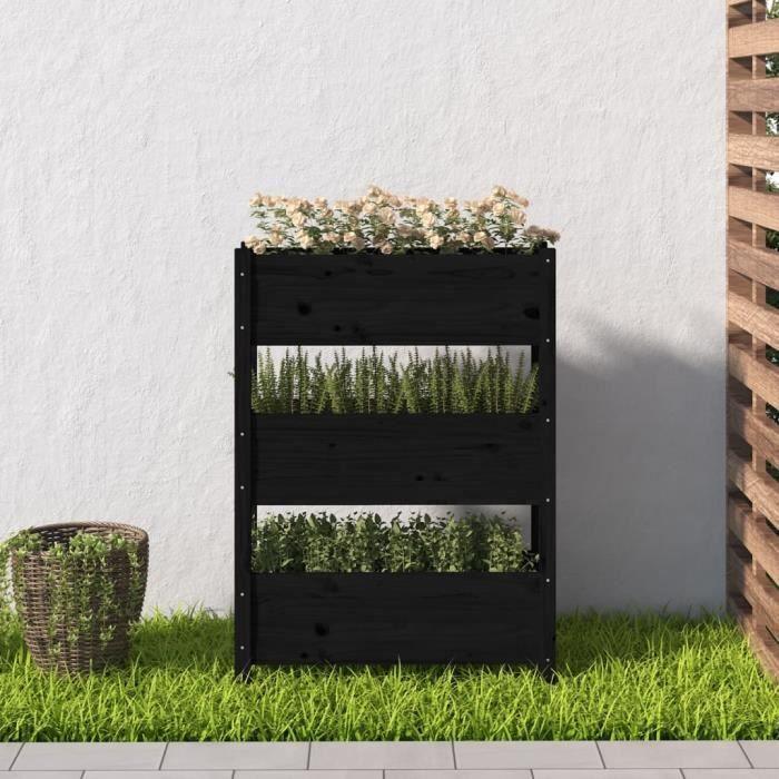 VidaXL Jardinière Noir 77x25x104,5 cm Bois massif de pin 823938