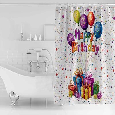 Happy Birthday Colorful Balloons Shower Curtains Waterproof Bath Curtains Home Decor Modern Luxury Bathroom Curtain