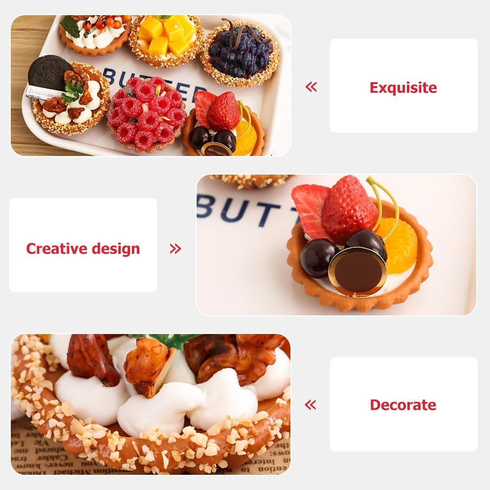 Hemoton 6Pcs Artificial Cake Set, Fake Simulation Realistic Food, Imitation Faux Fruit Cake Dessert, for Kitchen Party Decoration Display Props Model