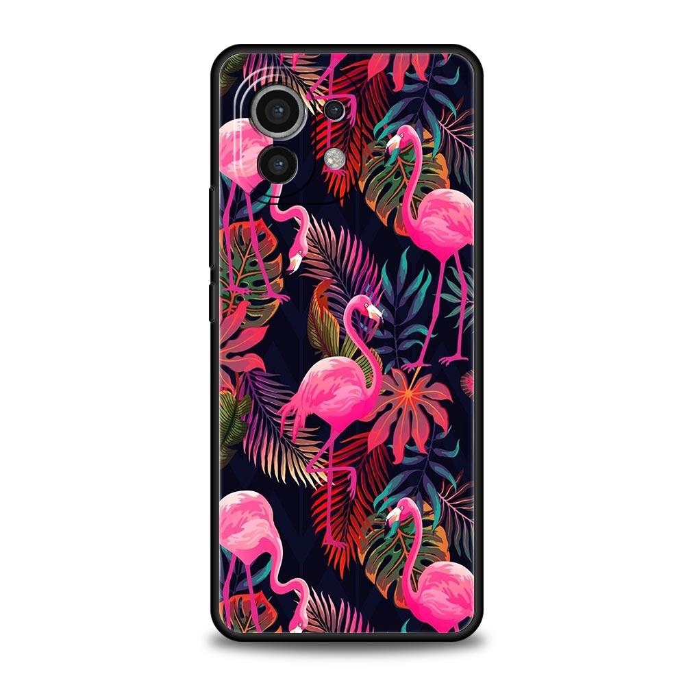 Pink Roter Flamingo Handyhülle Für Xiaomi 13 12 11 Lite 12T 11T 10T 9T Mi Poco X5 M4 M3 X4 X3 Pro F5 F4 F3 GT 5G Schwarze Abdeckung Hülle