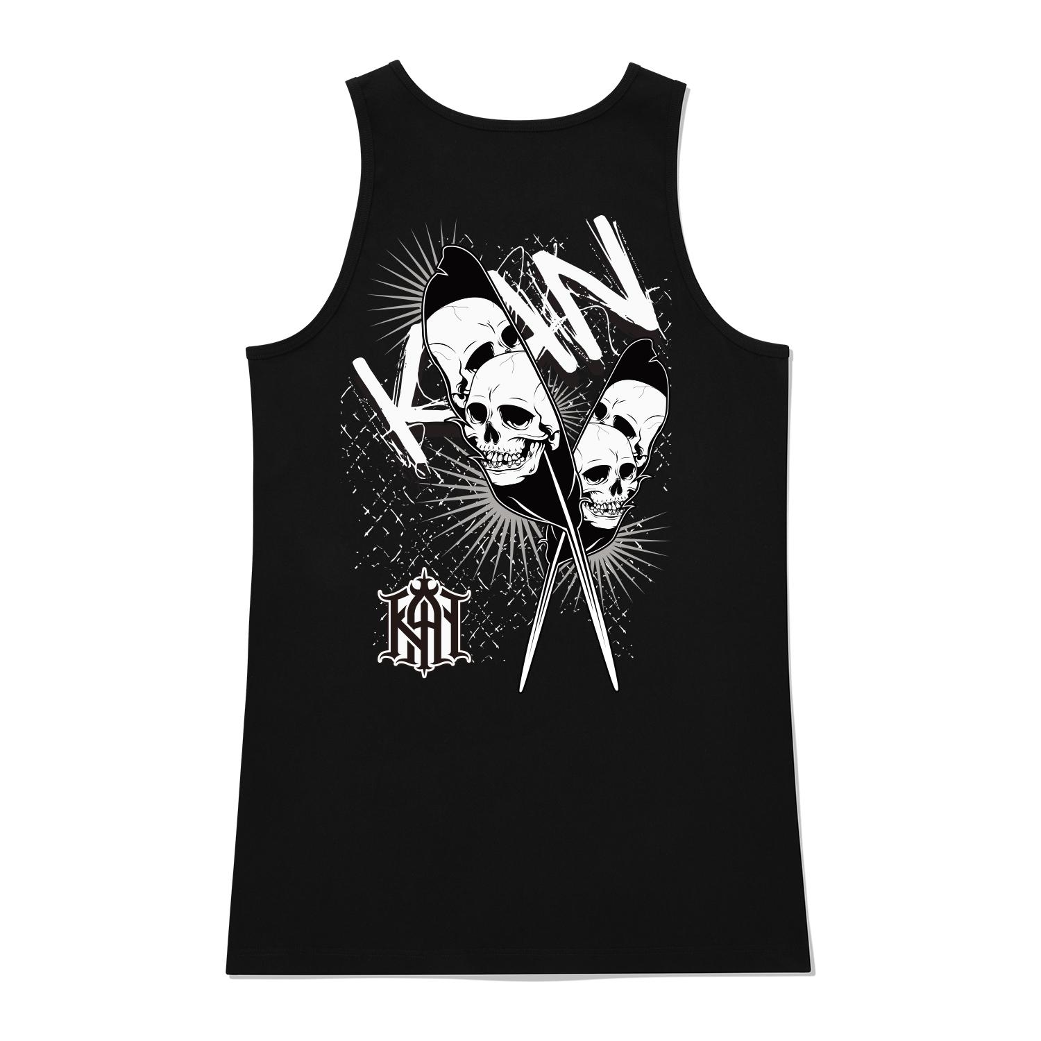 Khan 6312 Ksb0091 Wing Skull Long Sleeveless - Black Black/L