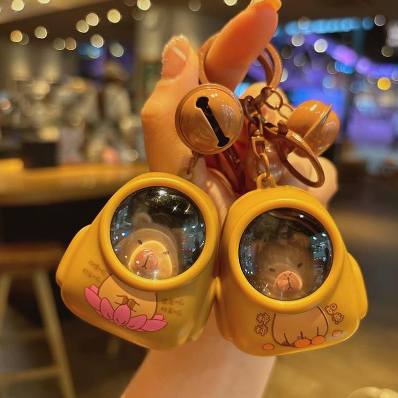 Creative Keychain Kawaii Capybara Schoolbag Shape Key Chains Funny Pencil Case Pendants Charm Car Keyring Diy Bag Accessories