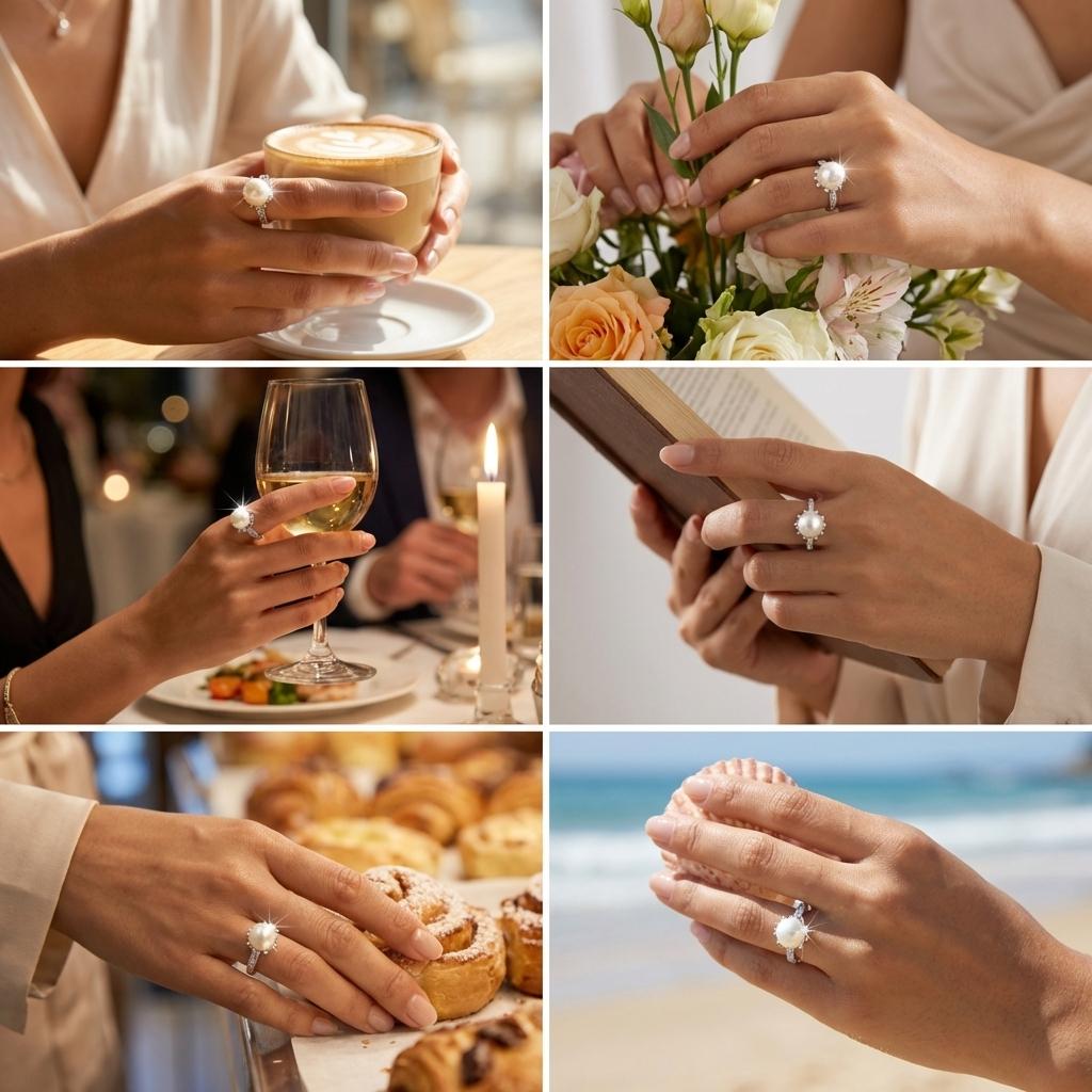Exquisite Imitation Pearls CZ Rings for Women Light Luxury Cubic Zirconia Rings Fashion Aesthetic Wedding Party Jewelry Gifts