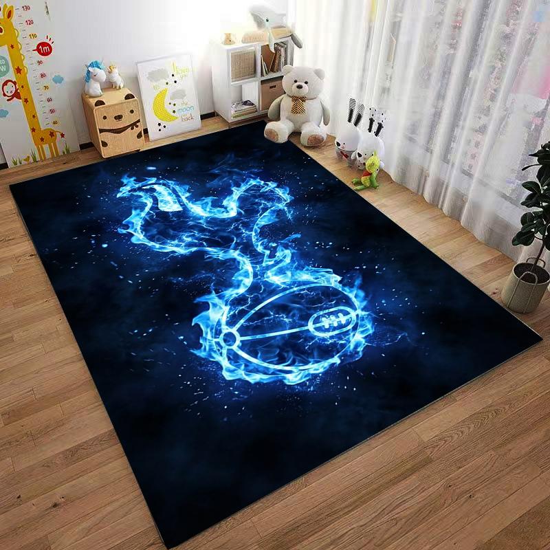 "Blue Flame Soccer Ball Pattern Carpet for Bedroom or Living Room" Suitable for use as an anti-slip for living room bedroom sofas