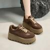 Autumn Sports Platform Casual Board Shoes Leather Classic Retro Versatile Forrest Gump Training Shoes Heightening Dad Shoes Women