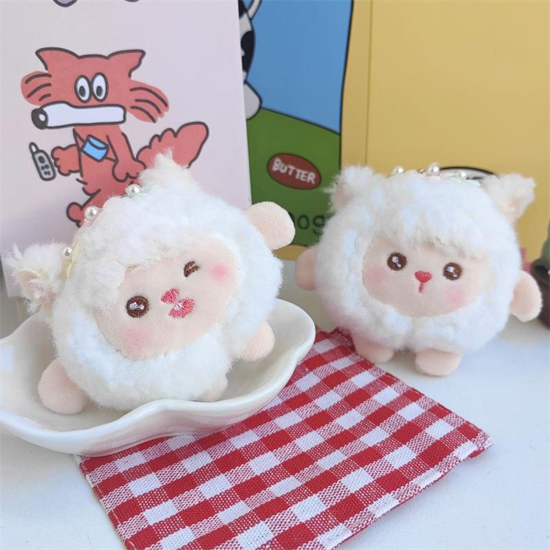 Creative Squeaking Dolls Lamb Pendant Cute Animal Plush Doll Keychain Mini Grabbing Doll Gift