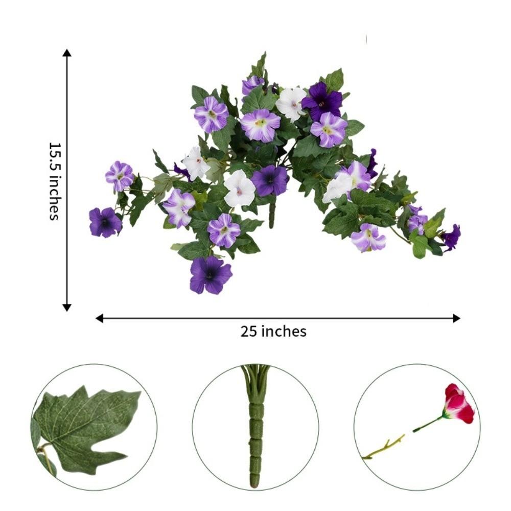 UV Resistant Artificial Petunias Flowers Realistic Weather Resistant Simulated Leaf Vines Vibrant Colors Faux Petunias Balcony