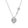WOSTU 925 Sterling Silver Lock Heart Dangle Pendant Heart Highlights Necklaces Dazzling CZ Chain For Women 925 Jewelry CQN315