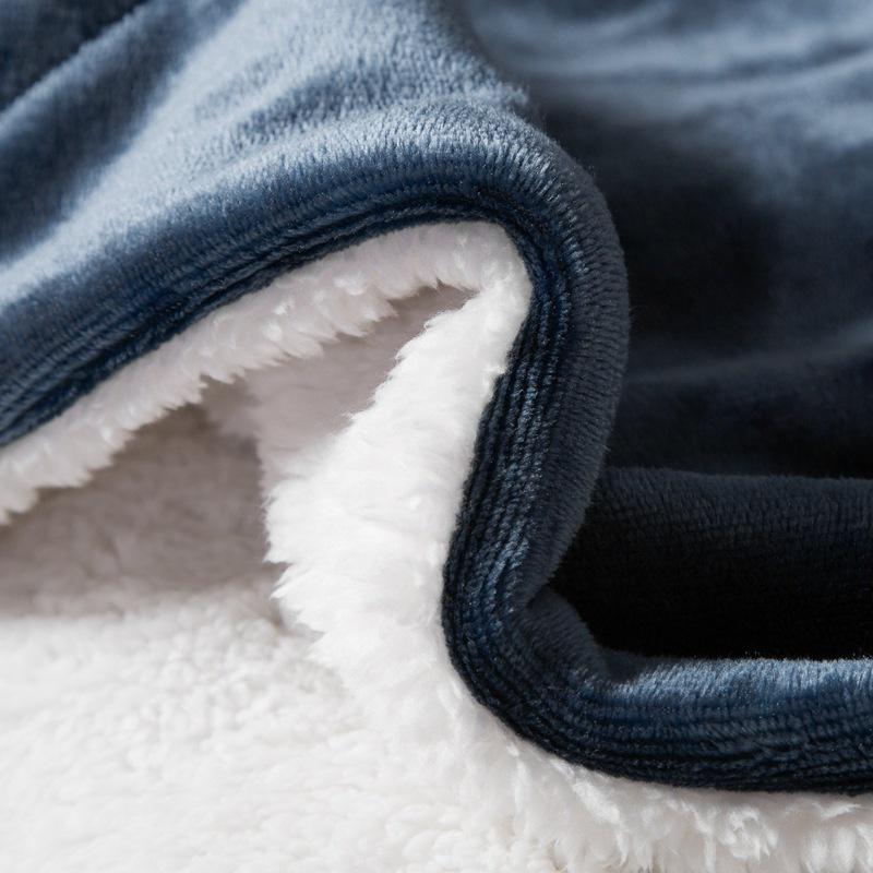 Double-Layer Lamb Fleece Cotton Blanket - Thick, Soft, and Comfortable with Customizable Logo for Office or Car Use.