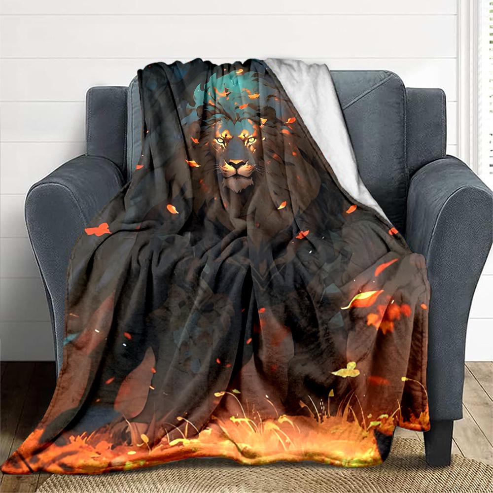 

1pc Lion Fantasy Artwork Blanket Lightweight Flannel Blanket Throw Blanket For Sofa, Bed, Travel, Camping, Livingroom, Office yy251015172 75x90cm