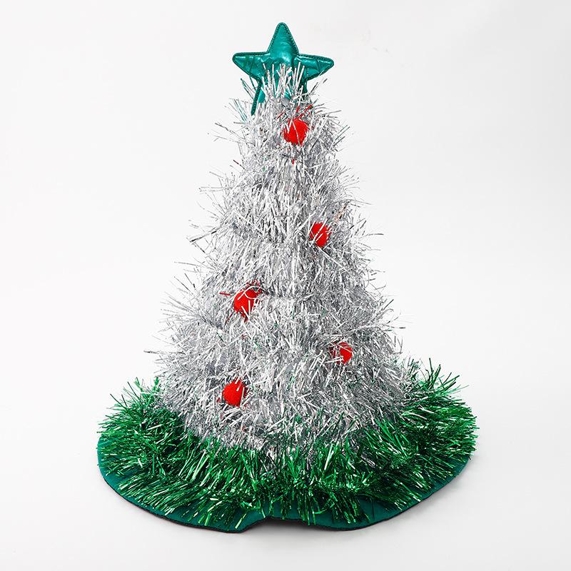 

2026 Ins Christmas Tree Hat Creative Xmas Headwear for Girls Tinsel Christmas Headband Party Costume New Year Decor Supplies 38x34cm