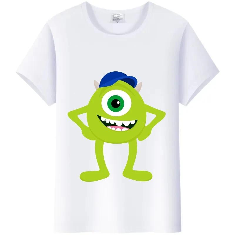 Kawaii Disney Monsters, Inc. Women T-Shirt White Female TShirt Short Sleeve Tops James -P- Sullivan Funny Mr.Q Graphic Men Tees