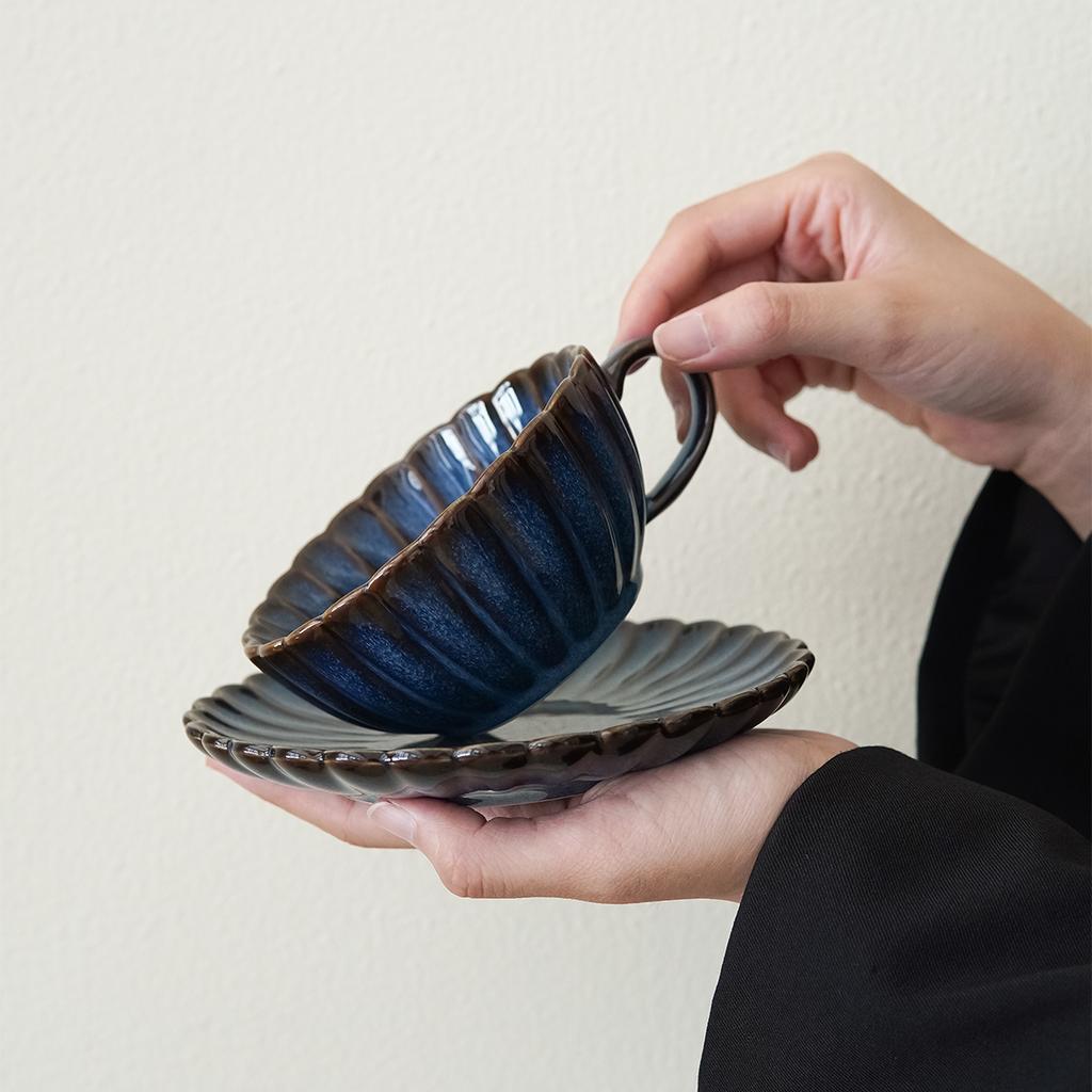 1Set Ceramic Japanese Cup and Saucer Set, Japanese Tea Cup and Saucer, Coffee Cup and Saucer, Drinking Cup for Breakfast, Tea Party, Afternoon Tea