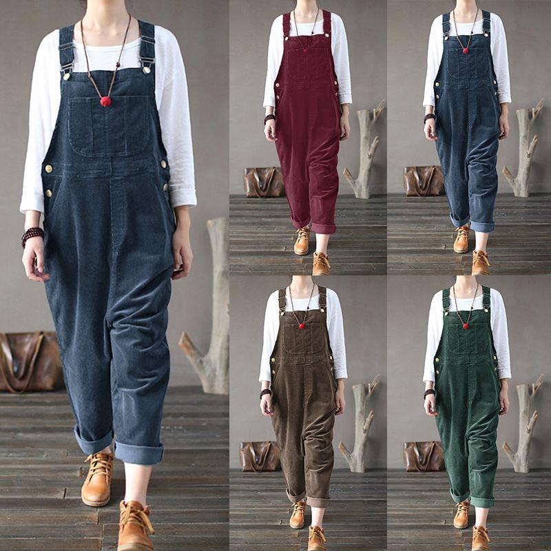 

2022 New Casual Long Pantalon Female Button Rompers Playsuit L Navy