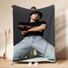 Stylish Male Idol Against Starry Background Theme Printed Blanket Soft Comfortable Throw Blanket For Living Room Kids Room Party Decor Memorial Gift