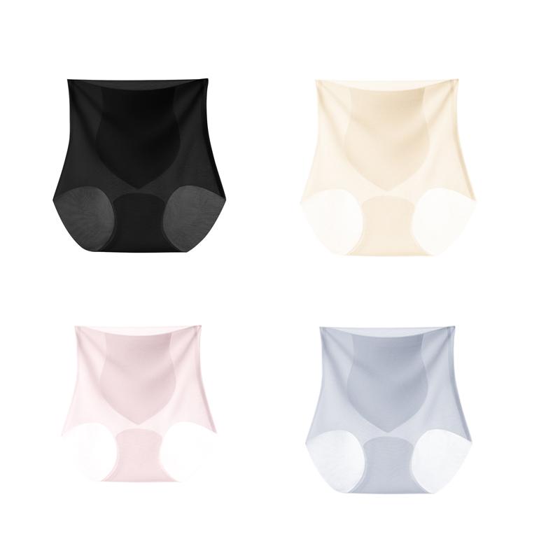 4Pcs/set Seamless Women Panties High Waist Ice Silk Quick-drying Underwear Ladies Summer Ultra-thin Panties Women Fitness Briefs