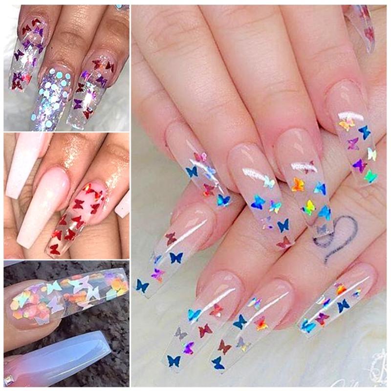 1 Box Nail Decoration Sequins Nail Jewelry 12 Grid Laser Symphony Butterfly Sequin DIY Nail Accessories