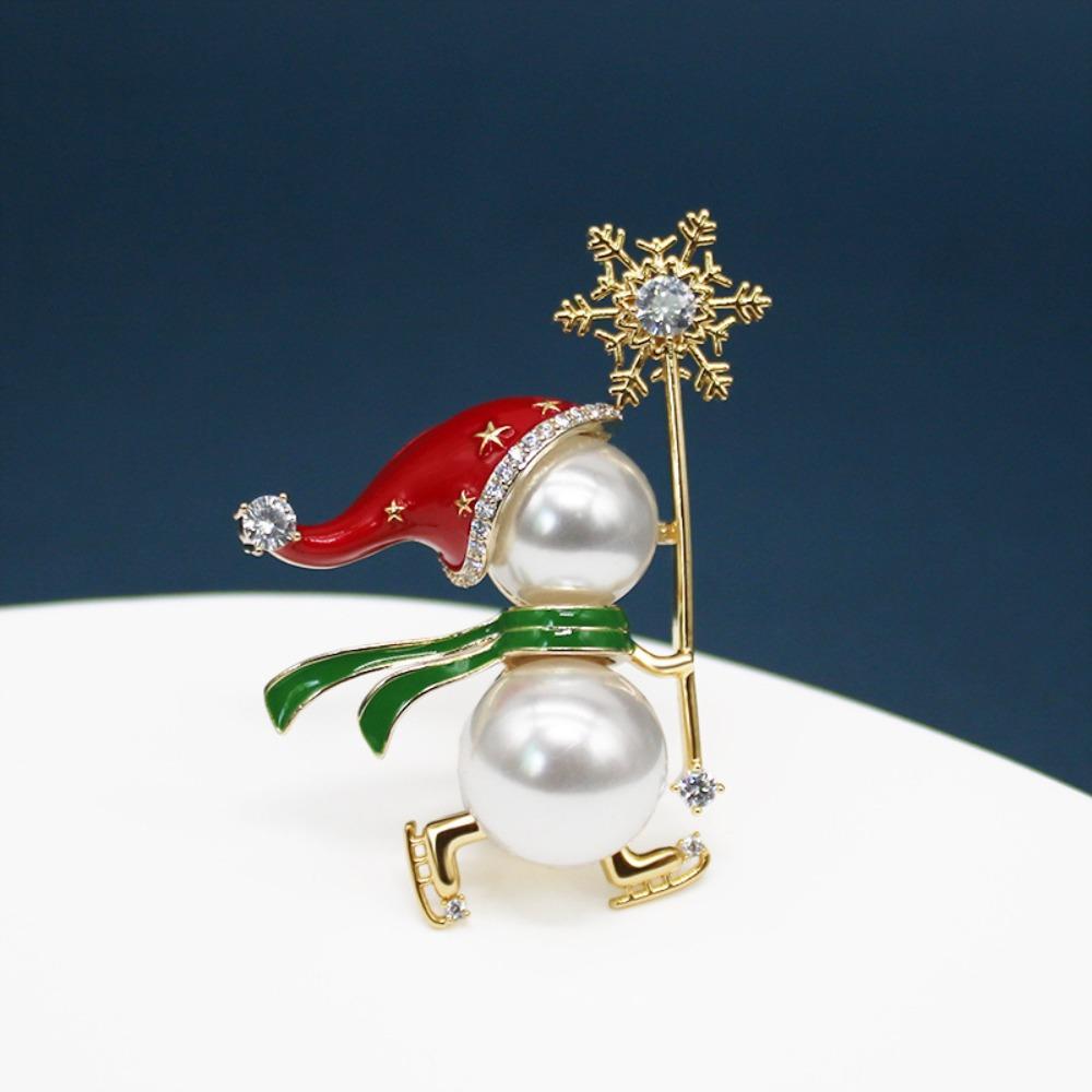 Korean Style Christmas Brooch Snowman Christmas Tree Brooch Cute Enamel Rhinestone Brooches  Girls