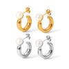 Bestseller C-förmige Edelstahl-Ohrringe für Damen, Perlenstecker, modischer eleganter High-End-Titanstahl-Ohrschmuck