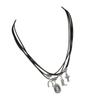 Vintage Western Style Multi Layer Pendant Necklace for Women and Girls in Brown Leather with Sophisticated Accents