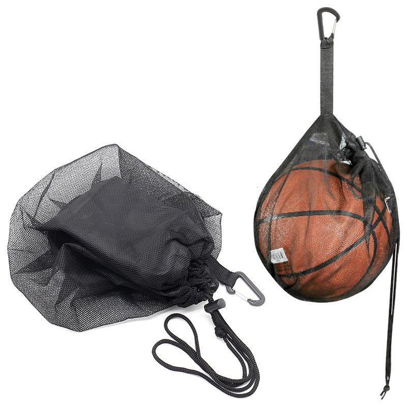 Drawstring Portable Single Ball Storage Bag Mesh Handbag Drawstring Sling Carrier for Carrying Basketball Volleyball Soccer Ball