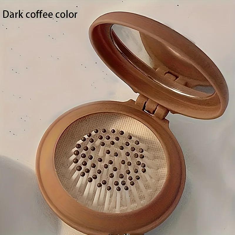 Mini Portable Folding Travel Hair Brush with Mirror for Women Lightweight Plastic Dual Fold Design for Outdoor Use Hand Washable