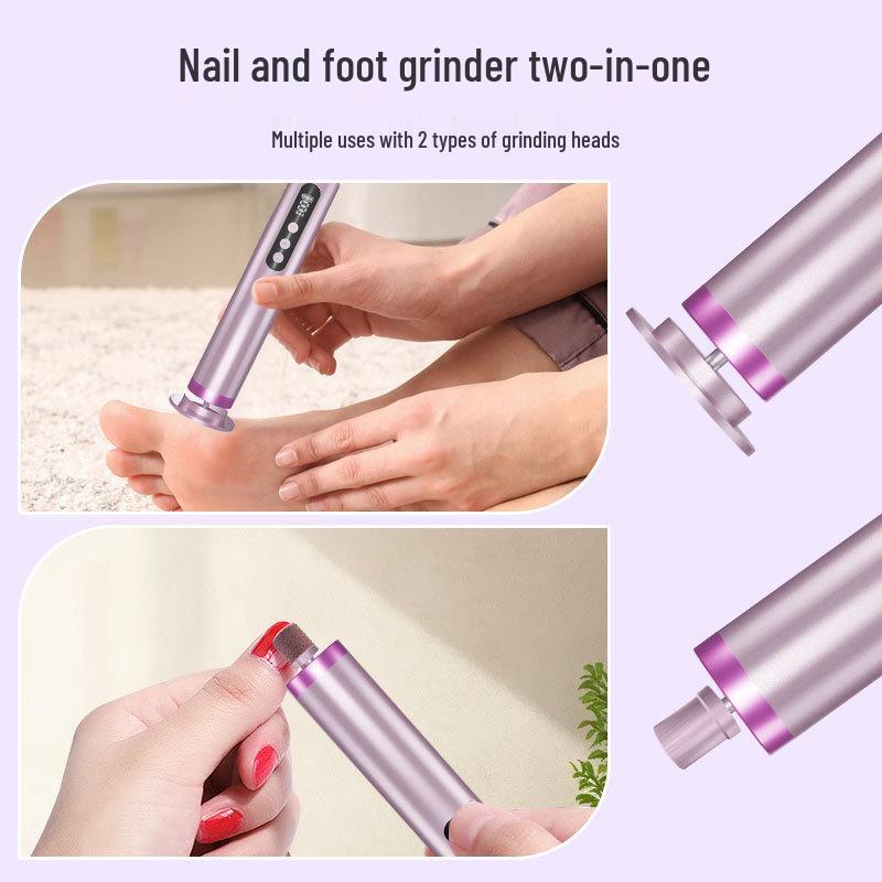 Rechargeable Electric Foot Scrubber & Grinder with Screen Display - Dual Function Pedicure/Manicure Tool with New Metal Body