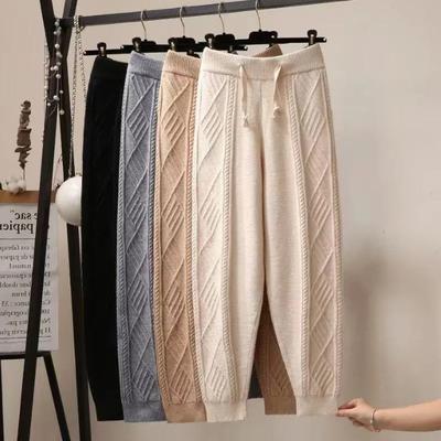 Herbst Damenmode Lose Beiläufige Elastische Taille Strickhose