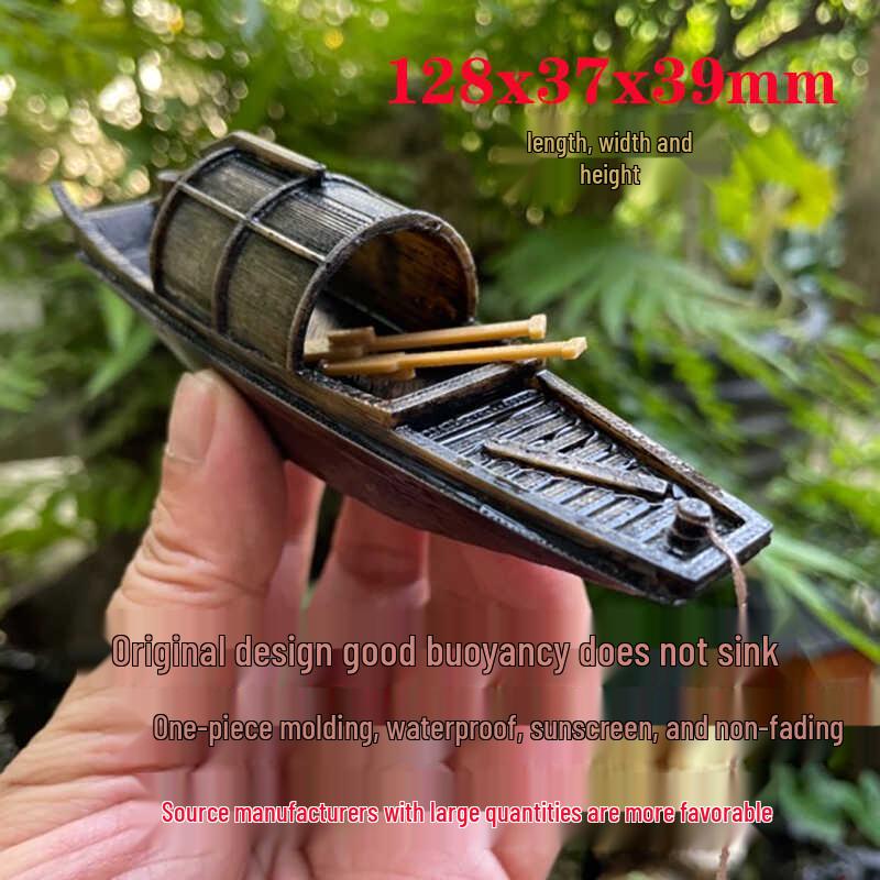 Floating Chinese Antique-Style Fishing Boat Model: Outdoor and Indoor Aquatic Landscape Decor
