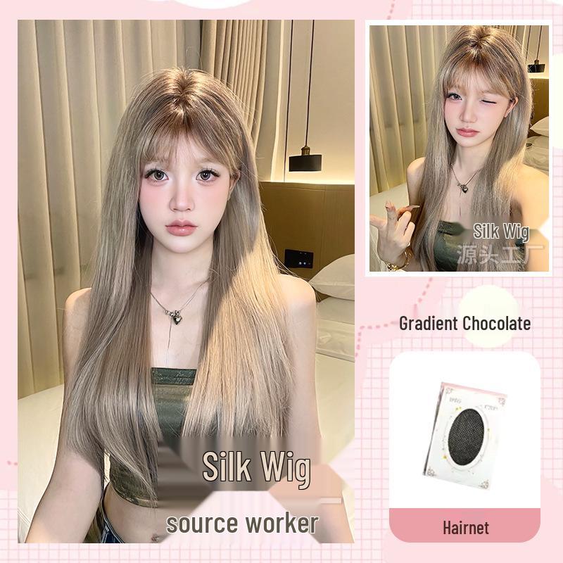 Silk Happy Women's Chocolate Gradient Wig - New Style Daily Natural Full Head Wig