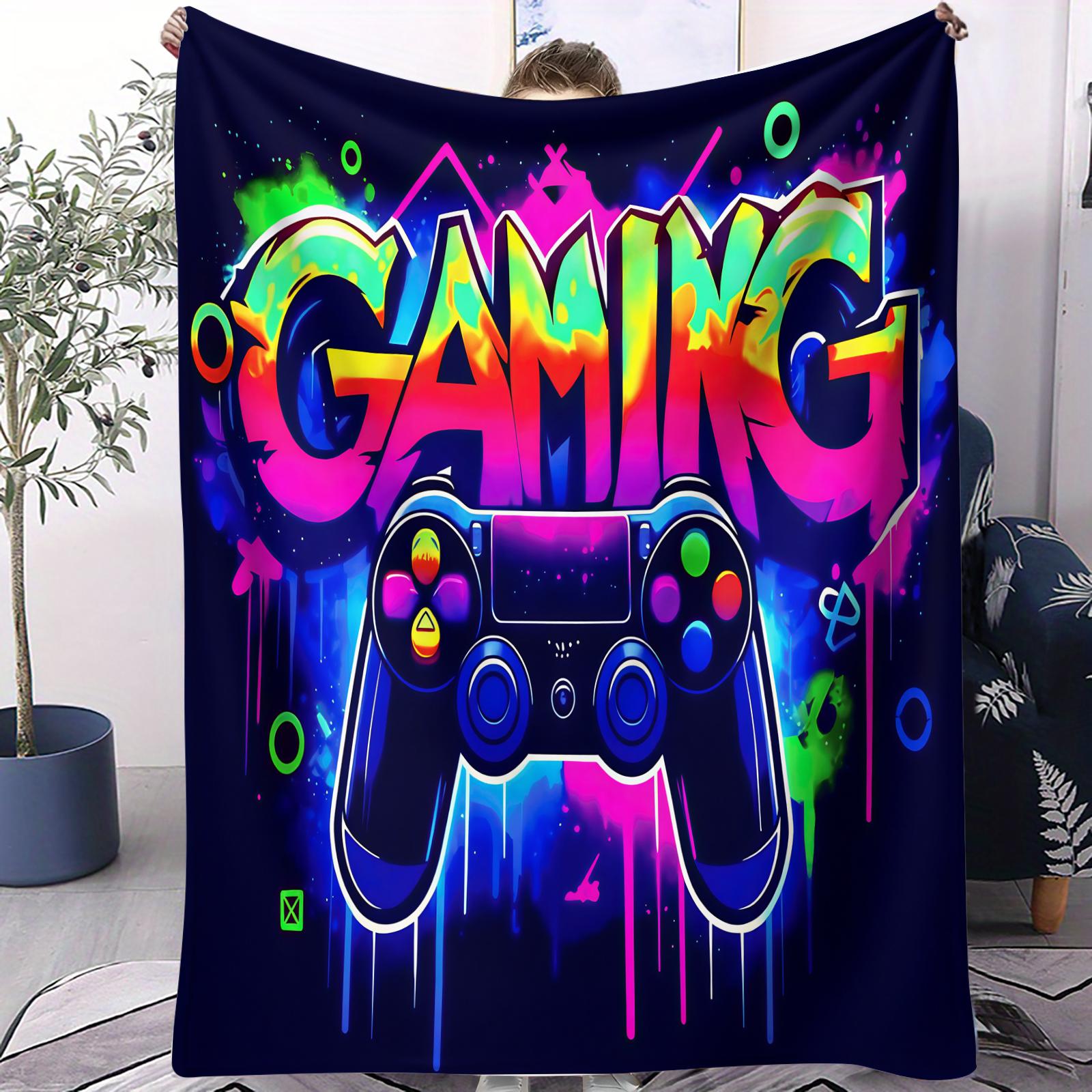 

Game Controller Graffiti Art Blanket Small Cover Blanket Four Seasons Carpet Home Sofa Gift Colorful Game Room Wall Decoration 70x100cm