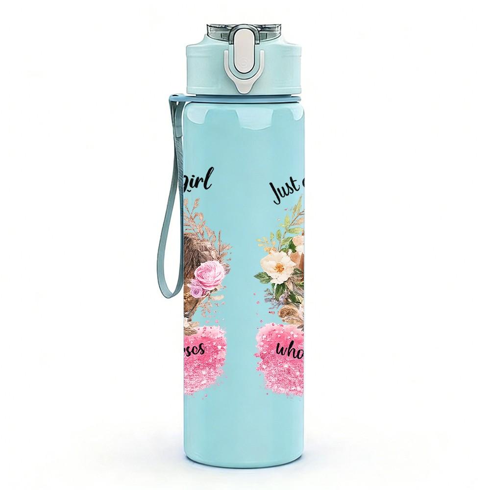 1PC Horse Girl Western Cowgirl Quote Print 750ml Color Plastic Sports Water Bottle Leakproof Flip Straw Lid Suitable for Sports Office Home Use