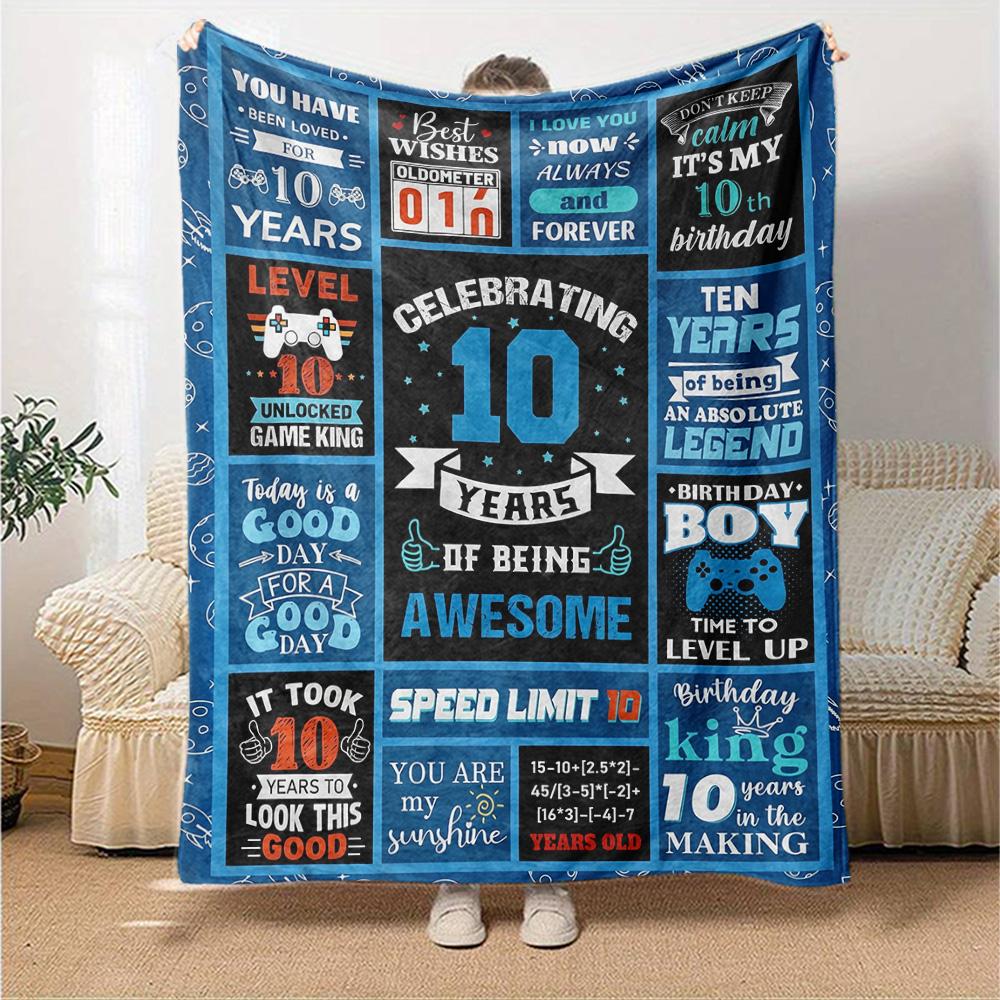 10Th Birthday Celebration Cozy Blanket for Sofa Couch Office Bed Picnics Four Seasons Multipurpose Modern Ideal Gift For Thanksgiving Y1