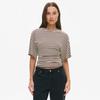 Q25TP400 Women's Slim-Fit Autumn Striped Round Neck Short Sleeve Top