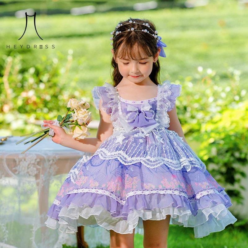 Summer New Children Wear Girls Lace Chiffon Pouce Dress Children Lolita Party Dress