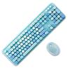   Sweet Keyboard Mouse Combo Mixed Color 2.4G Wireless Keyboard Mouse Set Circular Suspension Key   for PC Laptop Light Brown