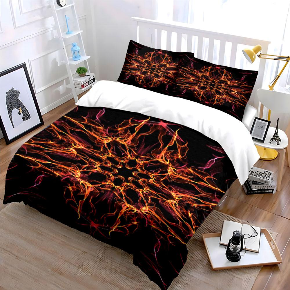 Fiery symmetrical flame patterns. Bedding sets Duvet cover sets Duvet covers Pillowcases(1* Duvet Cover 2* Pillowcases without duvet insert)