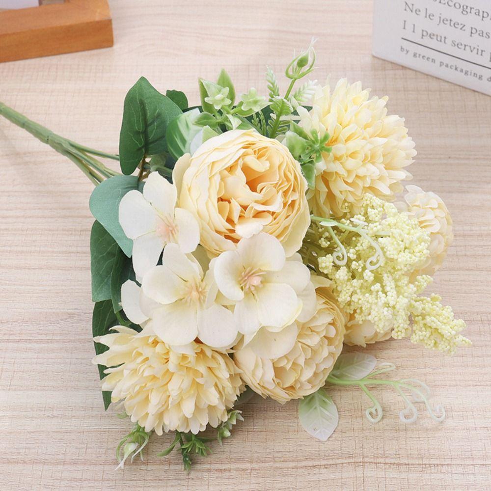 DIY Artificial Peony Flowers Silk Petal Foam Spica Simulation Dandelion Flowers  Wedding Ornament