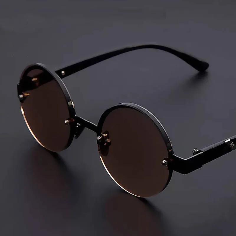 Half-frame Round Shape Reading Glasses Natural Crystal Glass Tired Eyesight Glasses Male High-definition Round Shape Brown Reading Glasses