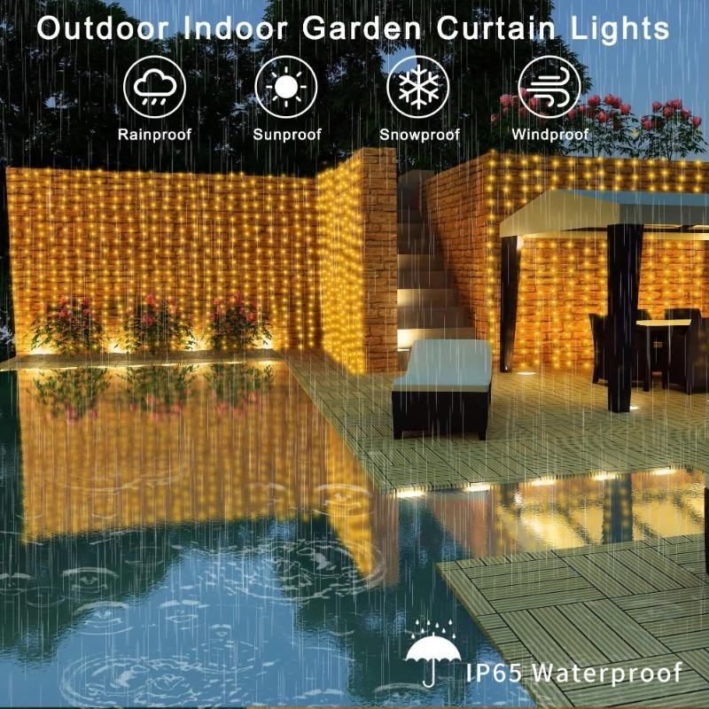 100-300LED solare perdea lumini Crăciun Fairy ghirlandă șir lumini Crăciun Anul Nou nunta petrecere decorare grădină în aer liber