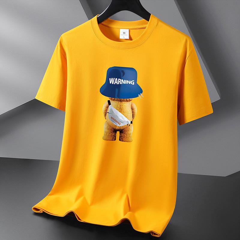 

Рюкзак Медведь, 10 цветов, футболка из чистого хлопка, мужская свободная футболка с круглым вырезом и короткими рукавами, большой размер S-6XL 6XL жёлтый