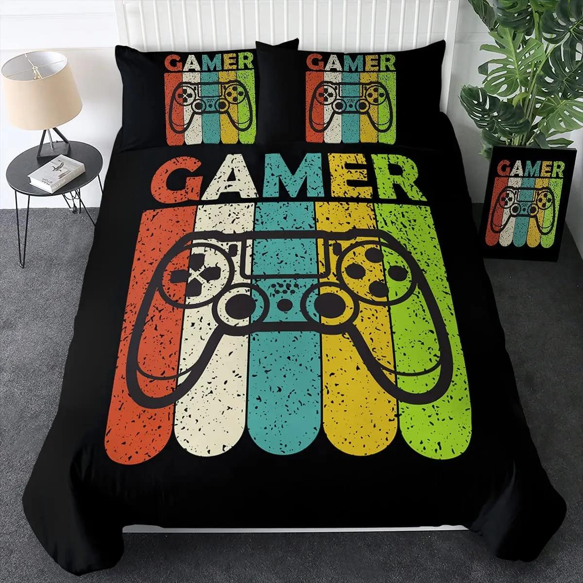 

Gaming Bedding Set Game Bed Cover 135 For Adults Kids Soft Microfiber Modern Gamepad Duvet Cover Decorative With Pillowcase EU single(135x200cm)