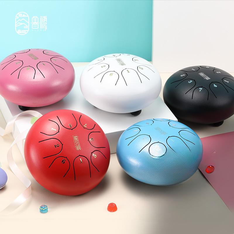 6 Inch 8 Note Tongue Drum Sound Therapy Steel Tongue Drums Healing Professional Percussion Music Instrument Accessories Children's Musical Taiko Drum