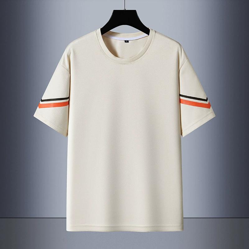 Short Sleeved T-shirt Men's Summer Thin Breathable Round Neck Versatile Half Sleeved Plus Size Sports and Leisure T-shirt