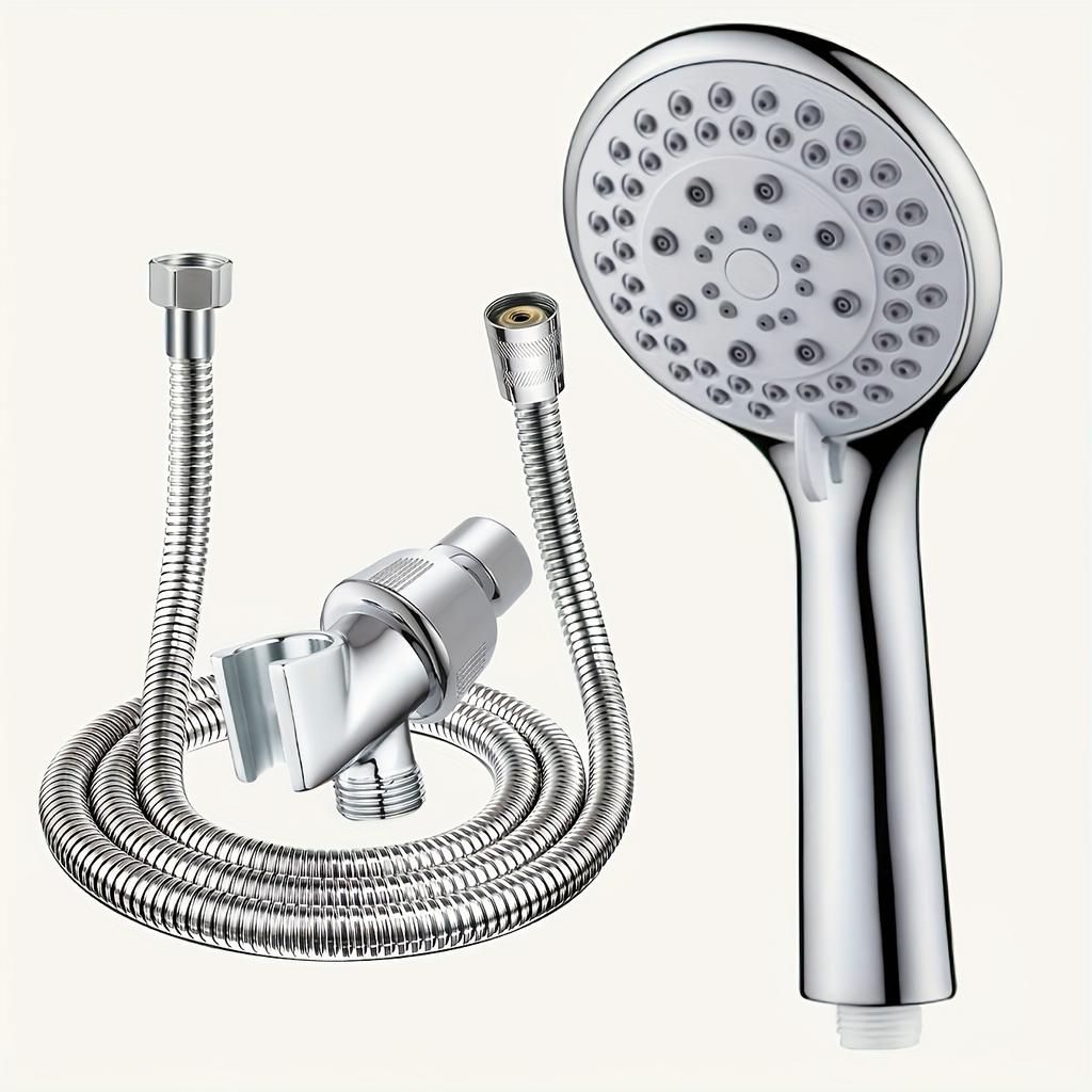 1pc Large Water Outlet Handheld Shower Head -5 Adjustable Water Flow Modes, Water-saving Design, Easy To Install, Bathroom Hardware Accessories
