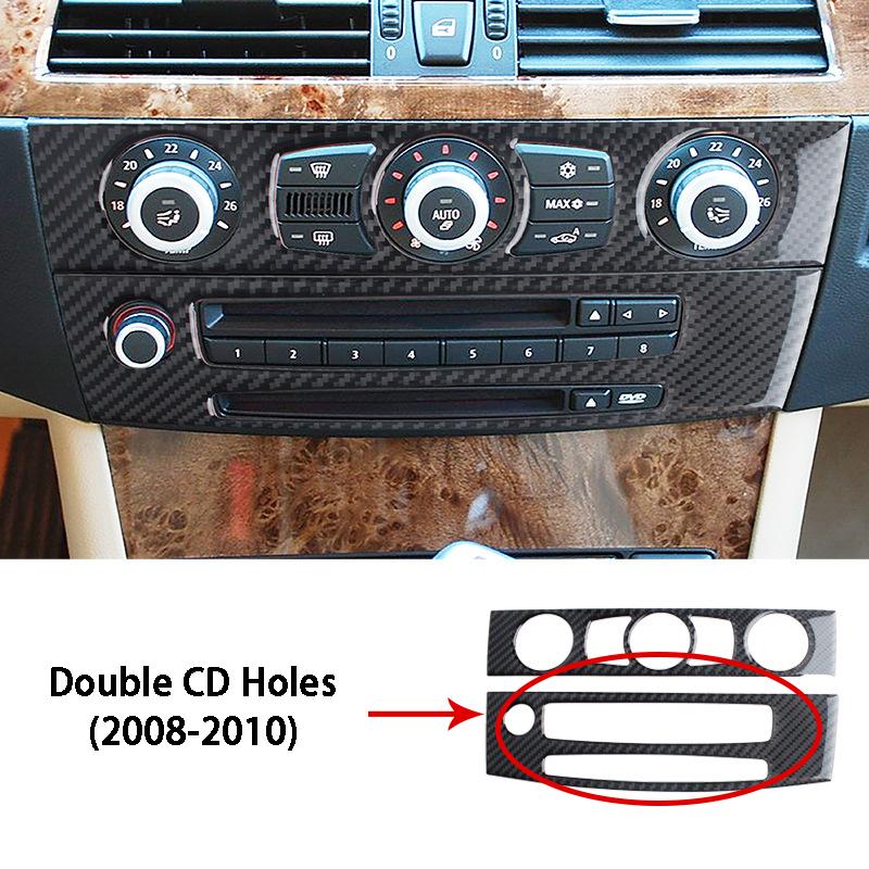 Fibră de carbon pentru interiorul mașinii pentru climatizare centrală CD panou capac ornamente autocolante pentru BMW Seria 5 E60 2004-2010 