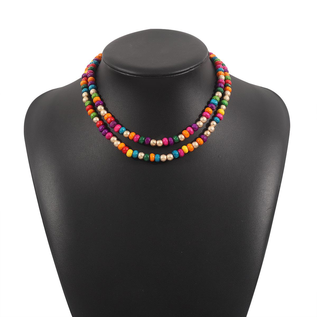 

Tooxika Богемское Радужное Ожерелье-оберег из Деревянных Бусин, Летнее Дофаминовое Новое Китайское Ожерелье