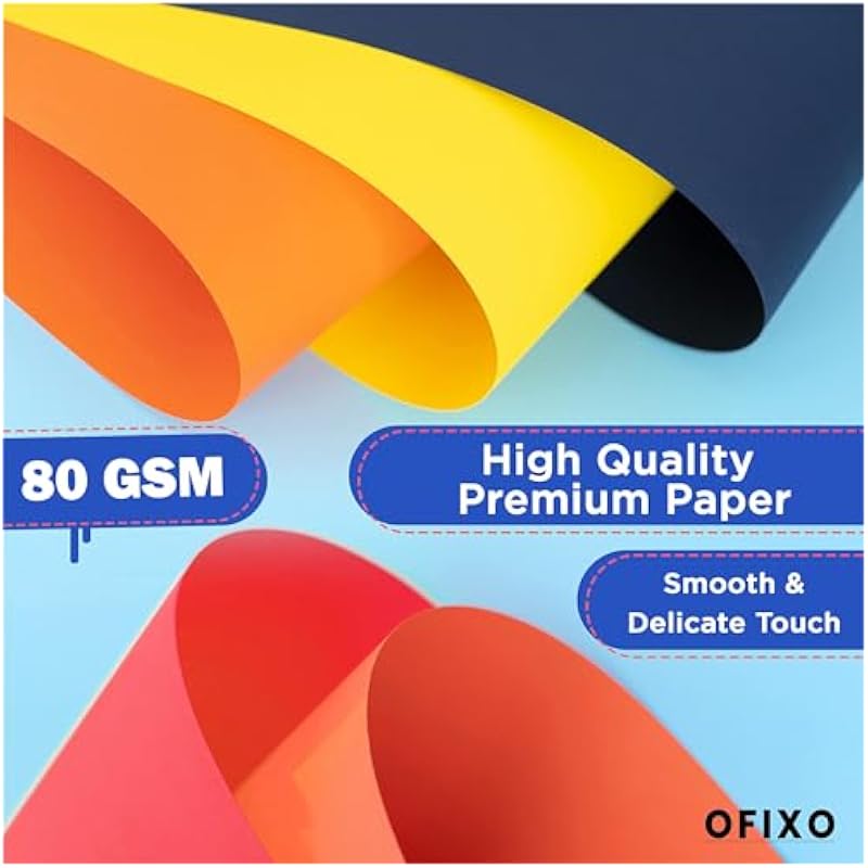 Ofixo 50 Pcs Color Sheets Copy Printing Papers/Art And Craft Paper A4 Sheets Double Sided Colored Origami Folding Paper